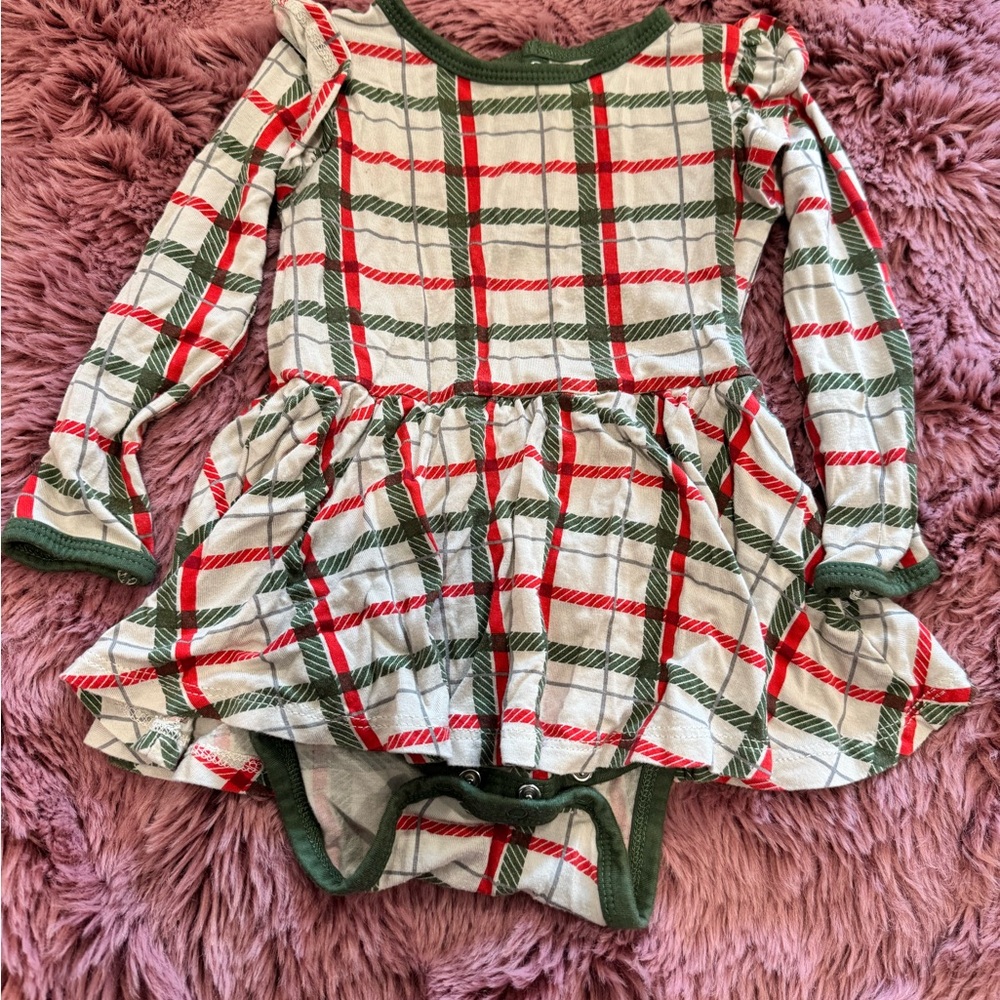 Kyte Baby Plaid Long-Sleeve Bodysuit Baby Dress